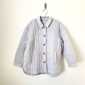 Madewell Quilted Belrose Shirt Jacket in Cool Fog. Size XL